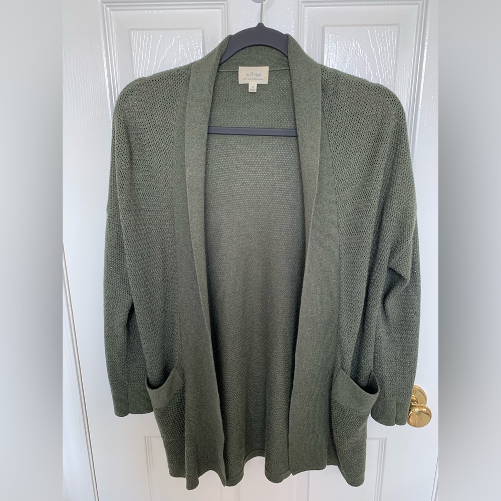 WILFRED Aritzia Open Front Cardigan/Silk Cashmere Blend